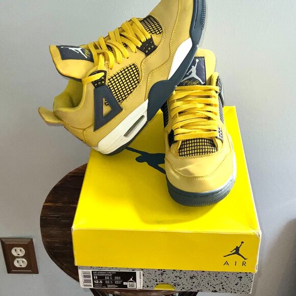 Jordan Other - COPY - Nike Air Jordan 4 Retro Shoes Yellow/Dark Blue Grey Size 11(Men)